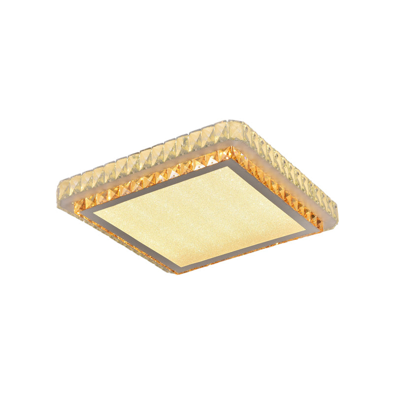Clear Beveled Crystal Square Flush Light Simple Bedroom LED Close to Ceiling Lighting Fixture Clearhalo 'Ceiling Lights' 'Close To Ceiling Lights' 'Close to ceiling' 'Flush mount' Lighting' 1452310