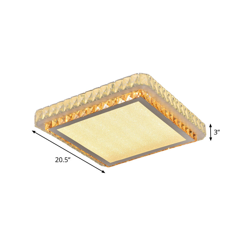 Clear Beveled Crystal Square Flush Light Simple Bedroom LED Close to Ceiling Lighting Fixture Clearhalo 'Ceiling Lights' 'Close To Ceiling Lights' 'Close to ceiling' 'Flush mount' Lighting' 1452312