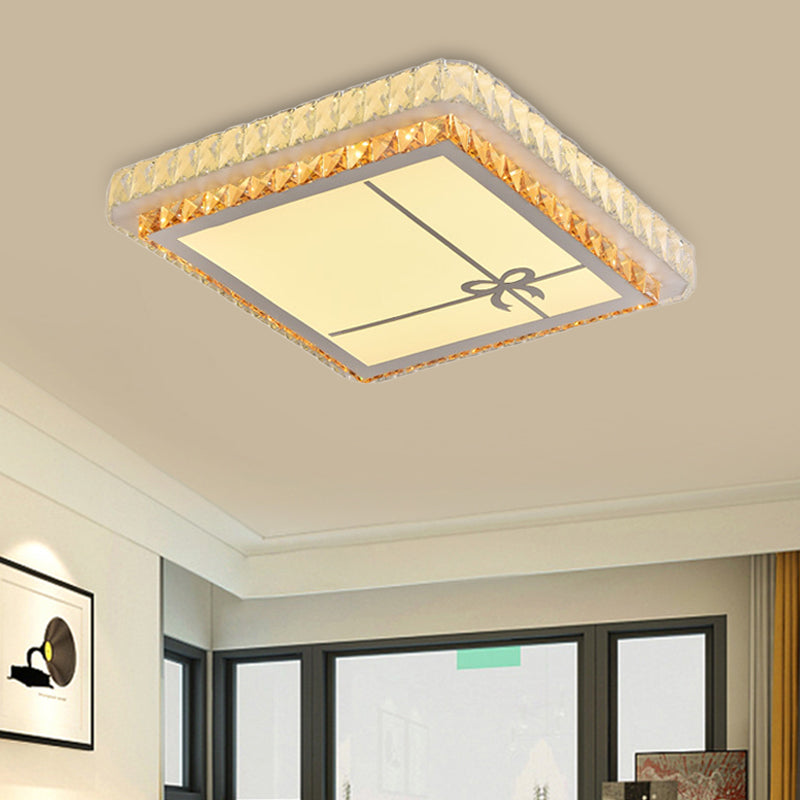 Clear Beveled Crystal Square Flush Light Simple Bedroom LED Close to Ceiling Lighting Fixture Clear C Clearhalo 'Ceiling Lights' 'Close To Ceiling Lights' 'Close to ceiling' 'Flush mount' Lighting' 1452317