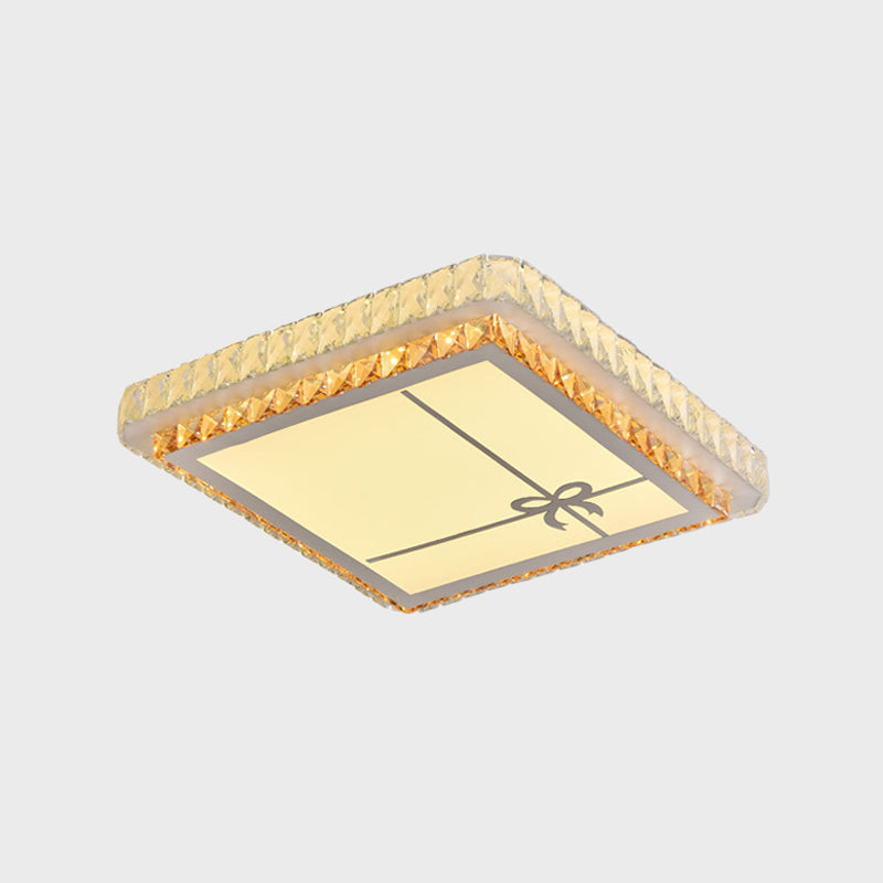 Clear Beveled Crystal Square Flush Light Simple Bedroom LED Close to Ceiling Lighting Fixture Clearhalo 'Ceiling Lights' 'Close To Ceiling Lights' 'Close to ceiling' 'Flush mount' Lighting' 1452320