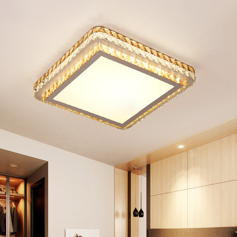 Clear Crystal Inserted Square Flushmount Simple Bedroom LED Flush Mount Ceiling Light Clearhalo 'Ceiling Lights' 'Close To Ceiling Lights' 'Close to ceiling' 'Flush mount' Lighting' 1452342