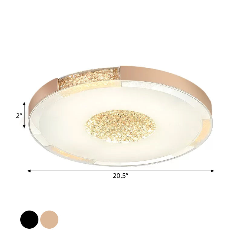 Black/Gold Finish LED Flush Light Fixture Contemporary Bevel Cut Crystals Round Ceiling Mount in White/Warm Light Clearhalo 'Ceiling Lights' 'Close To Ceiling Lights' 'Close to ceiling' 'Flush mount' Lighting' 1452406