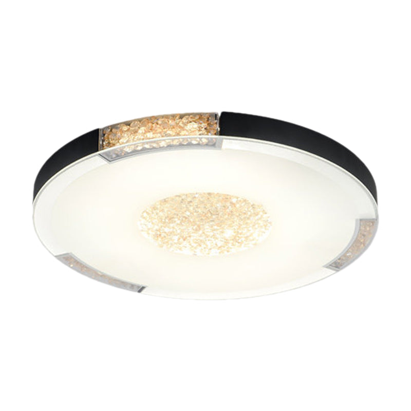 Black/Gold Finish LED Flush Light Fixture Contemporary Bevel Cut Crystals Round Ceiling Mount in White/Warm Light Clearhalo 'Ceiling Lights' 'Close To Ceiling Lights' 'Close to ceiling' 'Flush mount' Lighting' 1452410