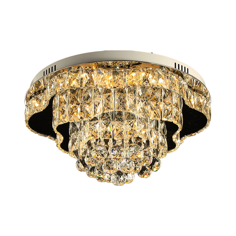 Modern Scalloped Flush Mount Lighting Beveled Crystal LED Ceiling Light Fixture in Chrome for Sleeping Room Clearhalo 'Ceiling Lights' 'Close To Ceiling Lights' 'Close to ceiling' 'Flush mount' Lighting' 1452440