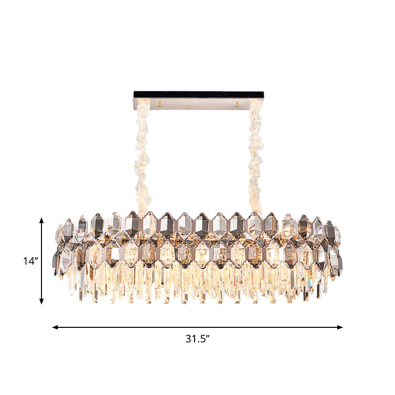 Gold Circle Suspension Pendant Light Modern Style Clear Crystal Prisms 12-Head Island Lighting Fixture Clearhalo 'Ceiling Lights' 'Island Lights' Lighting' 1452492