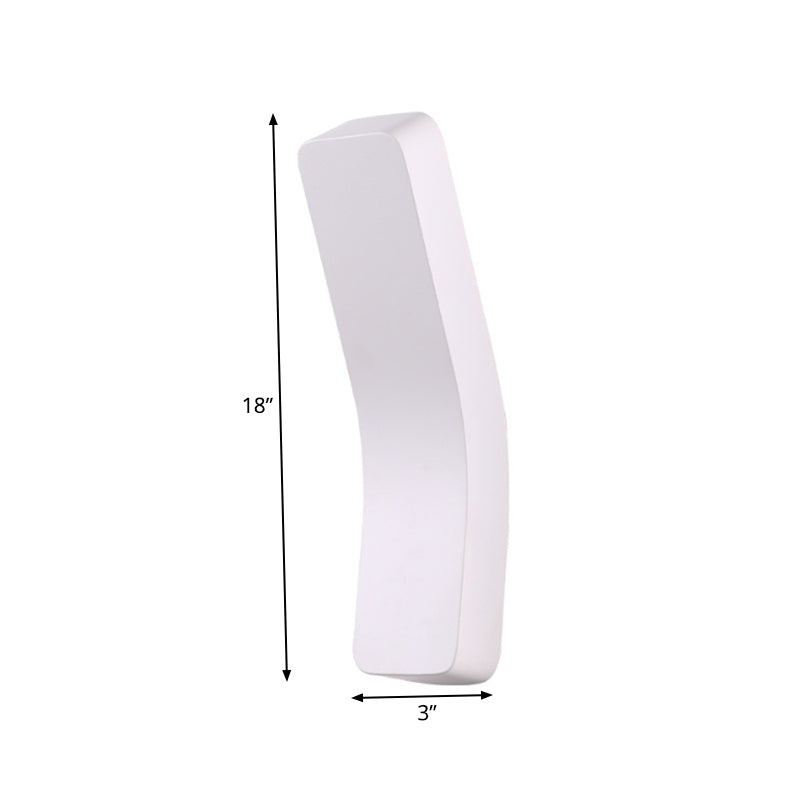 Metallic Bend Wall Mounted Light Simplistic Integrated LED Black/White Wall Lamp in Warm/White Lighting for Corridor Clearhalo 'Cast Iron' 'Glass' 'Industrial' 'Modern wall lights' 'Modern' 'Tiffany' 'Traditional wall lights' 'Wall Lamps & Sconces' 'Wall Lights' Lighting' 145384