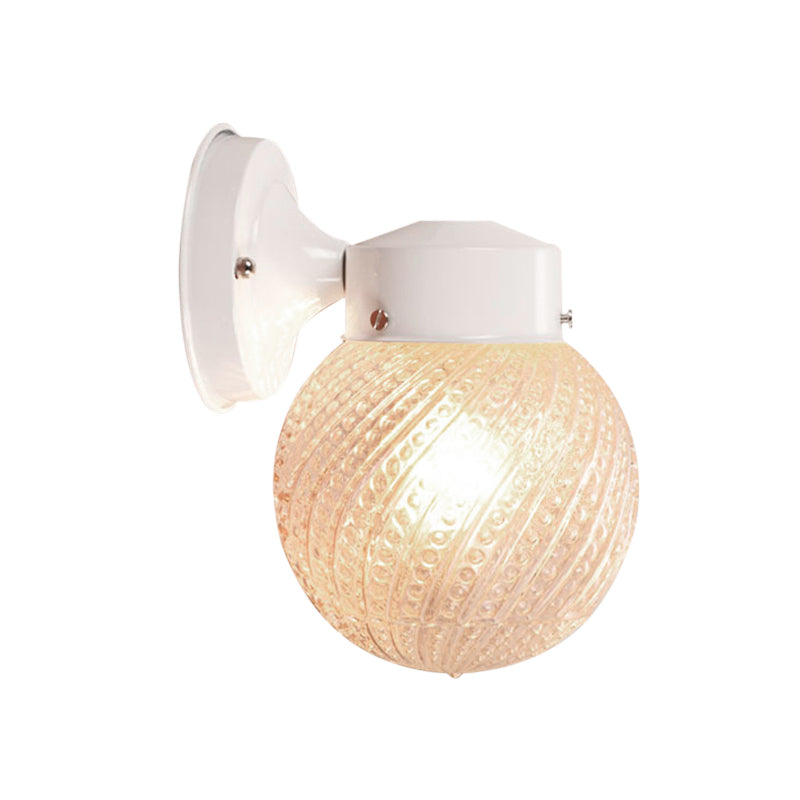 1 Light Passage Wall Lighting with Globe Lattice Glass Shade Modern Black/White Sconce Light Fixture Clearhalo 'Cast Iron' 'Glass' 'Industrial' 'Modern wall lights' 'Modern' 'Tiffany' 'Traditional wall lights' 'Wall Lamps & Sconces' 'Wall Lights' Lighting' 145426