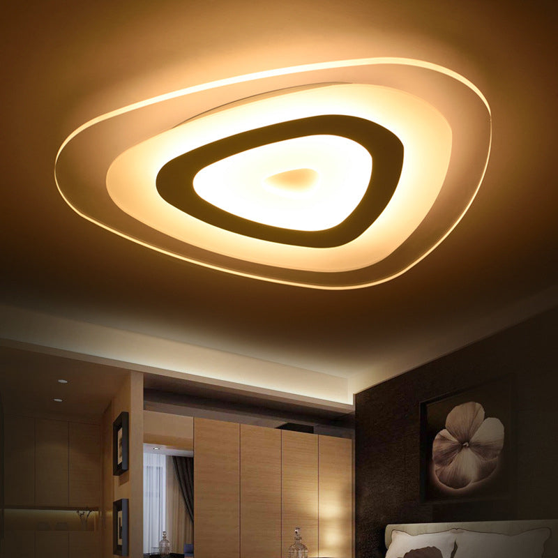 Acrylic Layered Triangle Thin Flush Light Modern White 16.5"/20.5"/24.5" Wide LED Ceiling Mounted Lamp for Bedroom Clearhalo 'Ceiling Lights' 'Close To Ceiling Lights' 'Close to ceiling' 'Flush mount' Lighting' 1454361