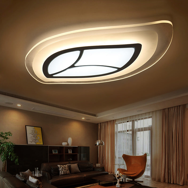 Simple LED Flush Mount Lighting Acrylic White Leaf Shaped Thin Ceiling Light in Warm/White Light Clearhalo 'Ceiling Lights' 'Close To Ceiling Lights' 'Close to ceiling' 'Flush mount' Lighting' 1454369
