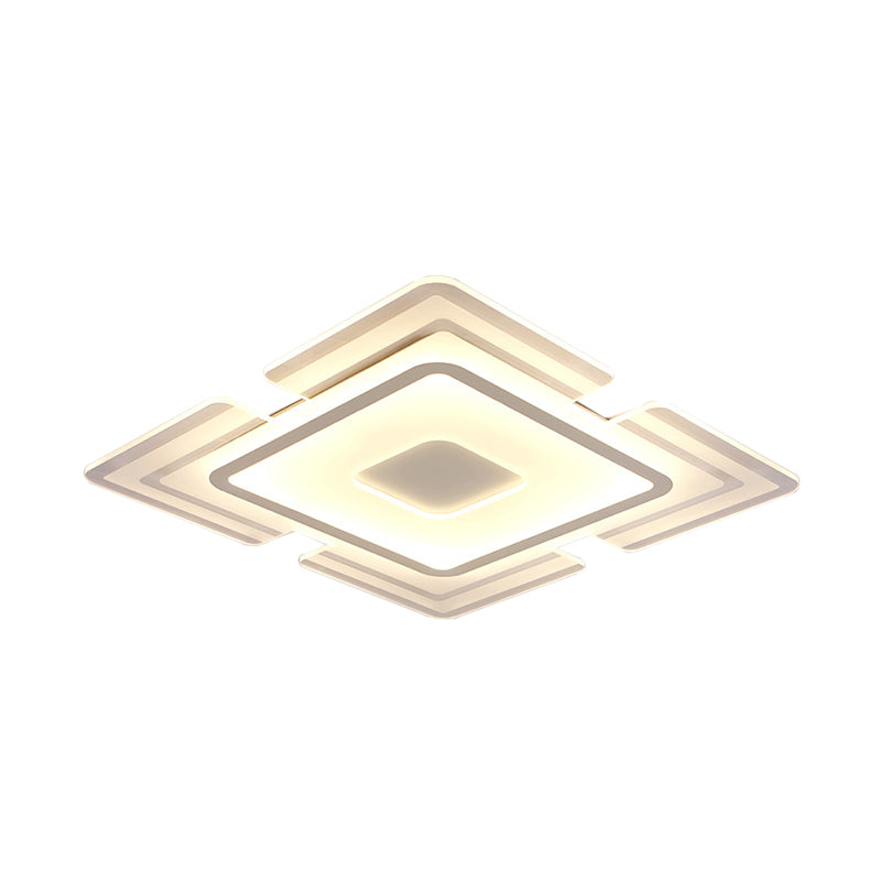 Squared Petal Ultra Thin Flushmount Contemporary Acrylic White LED Ceiling Lamp for Living Room, 16.5/20.5 Inch Width Clearhalo 'Ceiling Lights' 'Close To Ceiling Lights' 'Close to ceiling' 'Flush mount' Lighting' 1454375