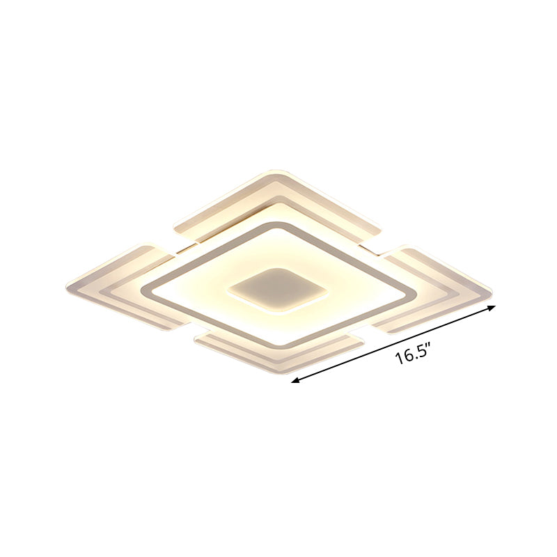 Squared Petal Ultra Thin Flushmount Contemporary Acrylic White LED Ceiling Lamp for Living Room, 16.5/20.5 Inch Width Clearhalo 'Ceiling Lights' 'Close To Ceiling Lights' 'Close to ceiling' 'Flush mount' Lighting' 1454377