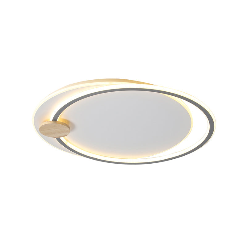 Black/Grey Dual Circle Ceiling Fixture Minimalist Acrylic 16.5"/20.5" Wide LED Flush Mount Recessed Lighting in Warm/White Light Clearhalo 'Ceiling Lights' 'Close To Ceiling Lights' 'Close to ceiling' 'Flush mount' Lighting' 1454392