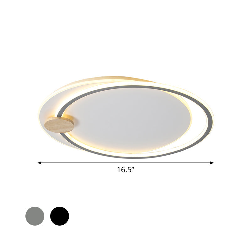 Black/Grey Dual Circle Ceiling Fixture Minimalist Acrylic 16.5"/20.5" Wide LED Flush Mount Recessed Lighting in Warm/White Light Clearhalo 'Ceiling Lights' 'Close To Ceiling Lights' 'Close to ceiling' 'Flush mount' Lighting' 1454394