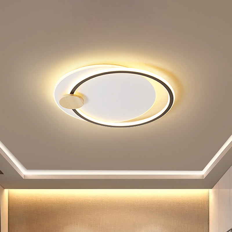 Black/Grey Dual Circle Ceiling Fixture Minimalist Acrylic 16.5"/20.5" Wide LED Flush Mount Recessed Lighting in Warm/White Light Black Clearhalo 'Ceiling Lights' 'Close To Ceiling Lights' 'Close to ceiling' 'Flush mount' Lighting' 1454397