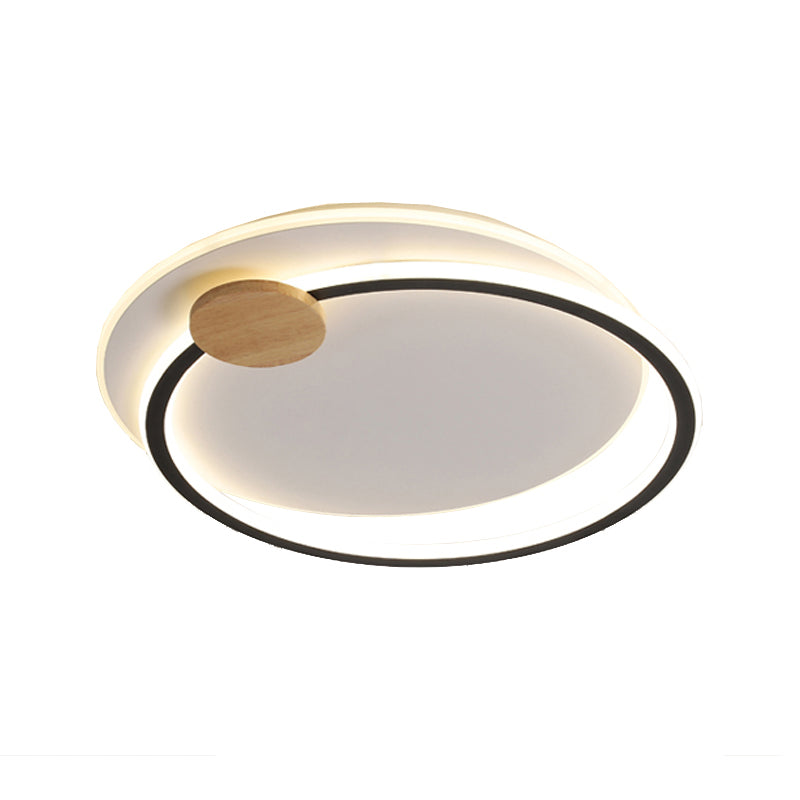 Black/Grey Dual Circle Ceiling Fixture Minimalist Acrylic 16.5"/20.5" Wide LED Flush Mount Recessed Lighting in Warm/White Light Clearhalo 'Ceiling Lights' 'Close To Ceiling Lights' 'Close to ceiling' 'Flush mount' Lighting' 1454399