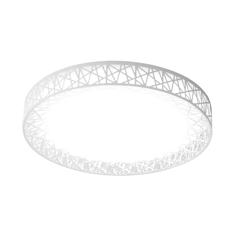 Bird Nest Thin Iron Flush Light Fixture Modern White 16"/19.5" Wide LED Surface Ceiling Lamp with Recessed Diffuser Clearhalo 'Ceiling Lights' 'Close To Ceiling Lights' 'Close to ceiling' 'Flush mount' Lighting' 1454454