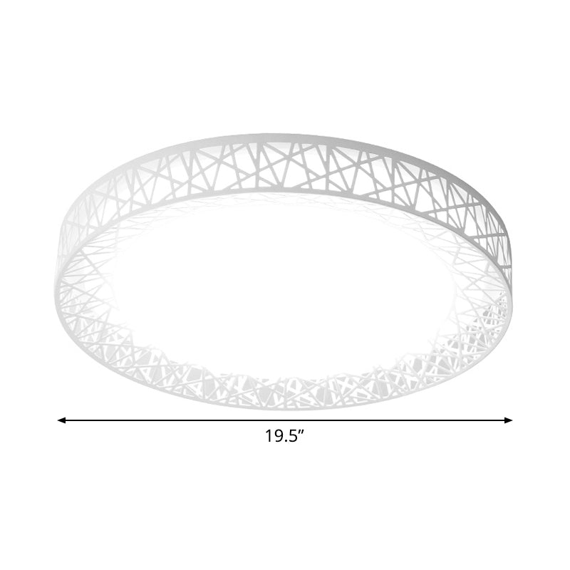 Bird Nest Thin Iron Flush Light Fixture Modern White 16"/19.5" Wide LED Surface Ceiling Lamp with Recessed Diffuser Clearhalo 'Ceiling Lights' 'Close To Ceiling Lights' 'Close to ceiling' 'Flush mount' Lighting' 1454457