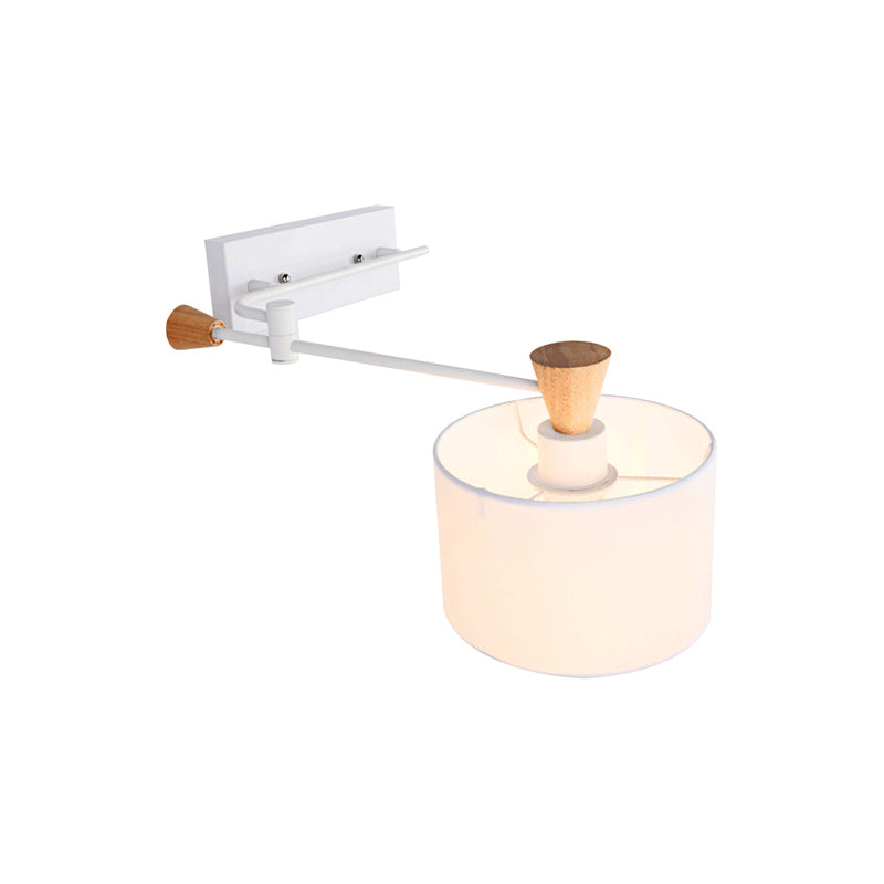 Drum Wall Light Sconce Modernism Fabric 1 Light Sconce Light in Black/White for Living Room Clearhalo 'Modern wall lights' 'Modern' 'Wall Lamps & Sconces' 'Wall Lights' Lighting' 145457