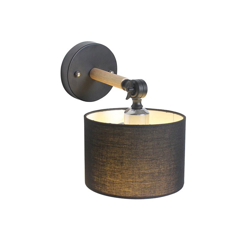 Contemporary Cylinder Wall Light Fixture Fabric LED Wall Sconce Lighting in White/Black for Bedroom Clearhalo 'Modern wall lights' 'Modern' 'Wall Lamps & Sconces' 'Wall Lights' Lighting' 145467