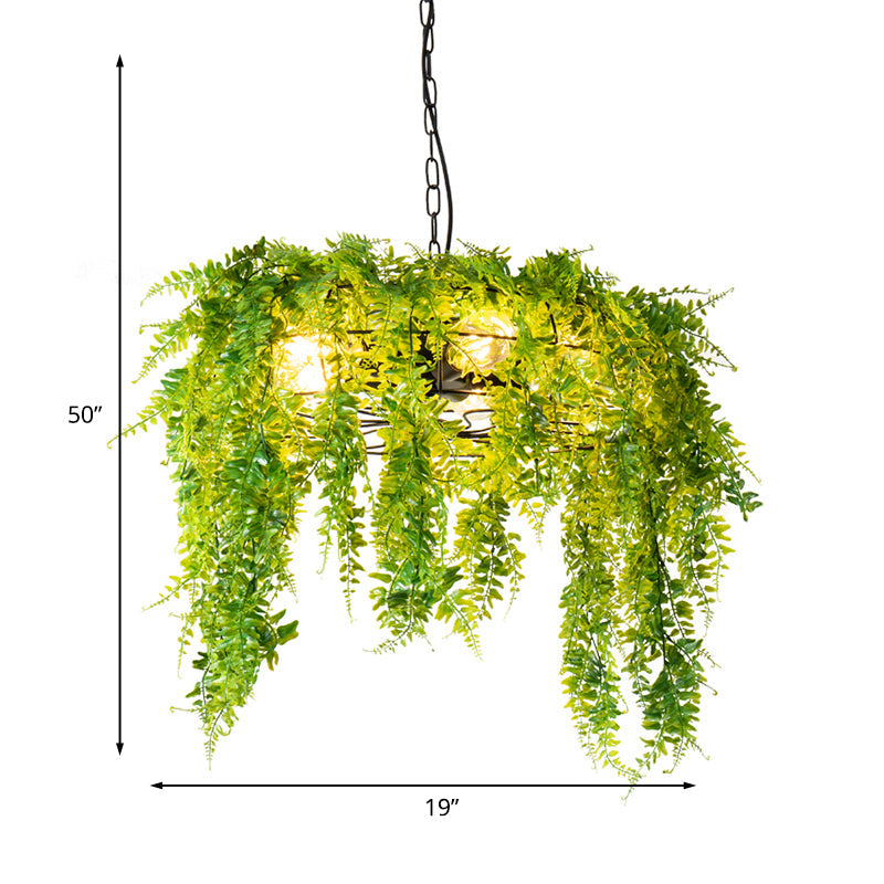Metal Black Chandelier Lighting Wire Guard 3/5 Heads Industrial Plant Hanging Pendant Light for Restaurant Clearhalo 'Cast Iron' 'Ceiling Lights' 'Chandeliers' 'Industrial Chandeliers' 'Industrial' 'Metal' 'Middle Century Chandeliers' 'Rustic Chandeliers' 'Tiffany' Lighting' 1454763