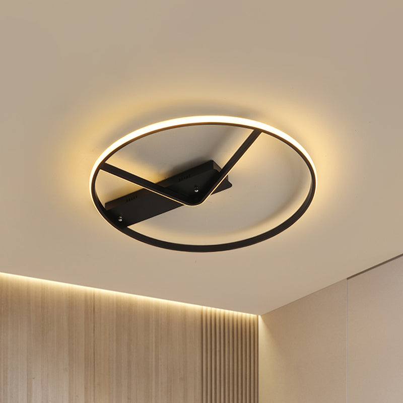 Simple Novelty LED Flush Mount Fixture Aluminum Black Hoop and V Inner Thin Ceiling Lighting in Warm/White Light, 18"/23.5" Width Clearhalo 'Ceiling Lights' 'Close To Ceiling Lights' 'Close to ceiling' 'Flush mount' Lighting' 1455316