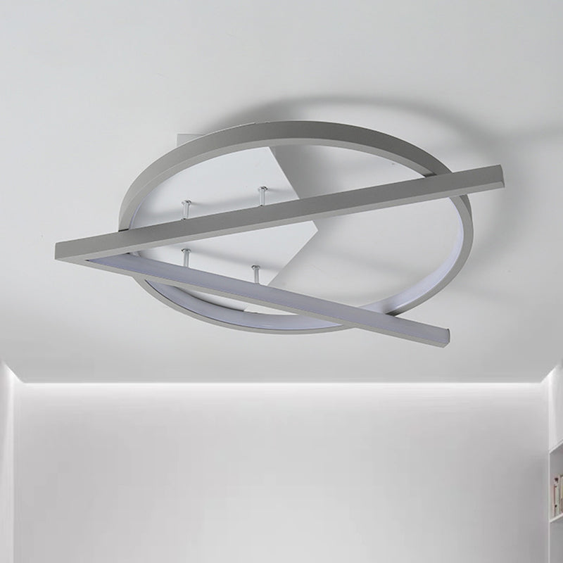 16.5"/20.5" W Hotel LED Flush Light Simplicity Grey Ceiling Mount Lamp with V-O Acrylic Frame, Warm/White Light Grey Clearhalo 'Ceiling Lights' 'Close To Ceiling Lights' 'Close to ceiling' 'Flush mount' Lighting' 1455321
