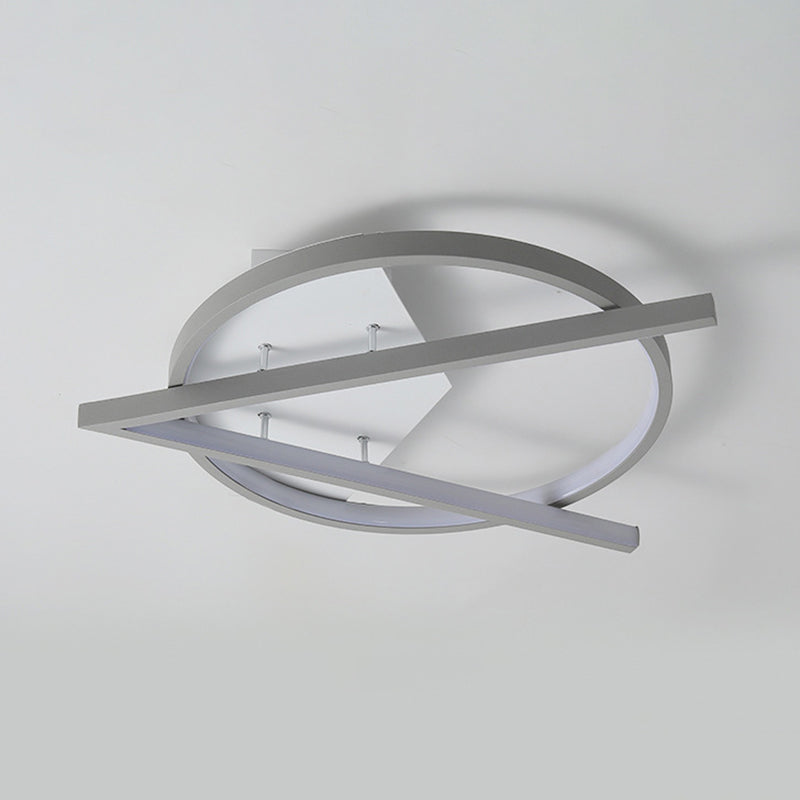 16.5"/20.5" W Hotel LED Flush Light Simplicity Grey Ceiling Mount Lamp with V-O Acrylic Frame, Warm/White Light Clearhalo 'Ceiling Lights' 'Close To Ceiling Lights' 'Close to ceiling' 'Flush mount' Lighting' 1455323