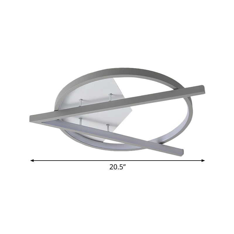 16.5"/20.5" W Hotel LED Flush Light Simplicity Grey Ceiling Mount Lamp with V-O Acrylic Frame, Warm/White Light Clearhalo 'Ceiling Lights' 'Close To Ceiling Lights' 'Close to ceiling' 'Flush mount' Lighting' 1455325