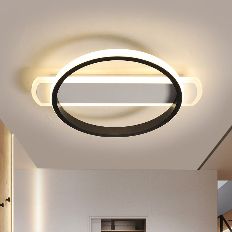 Black Round/Square-Oblong Ceiling Flush Simple Acrylic LED Flush Mounted Lighting in Warm/White Light Black Round Clearhalo 'Ceiling Lights' 'Close To Ceiling Lights' 'Close to ceiling' 'Flush mount' Lighting' 1455332