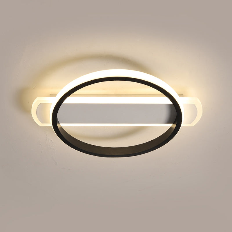 Black Round/Square-Oblong Ceiling Flush Simple Acrylic LED Flush Mounted Lighting in Warm/White Light Clearhalo 'Ceiling Lights' 'Close To Ceiling Lights' 'Close to ceiling' 'Flush mount' Lighting' 1455334