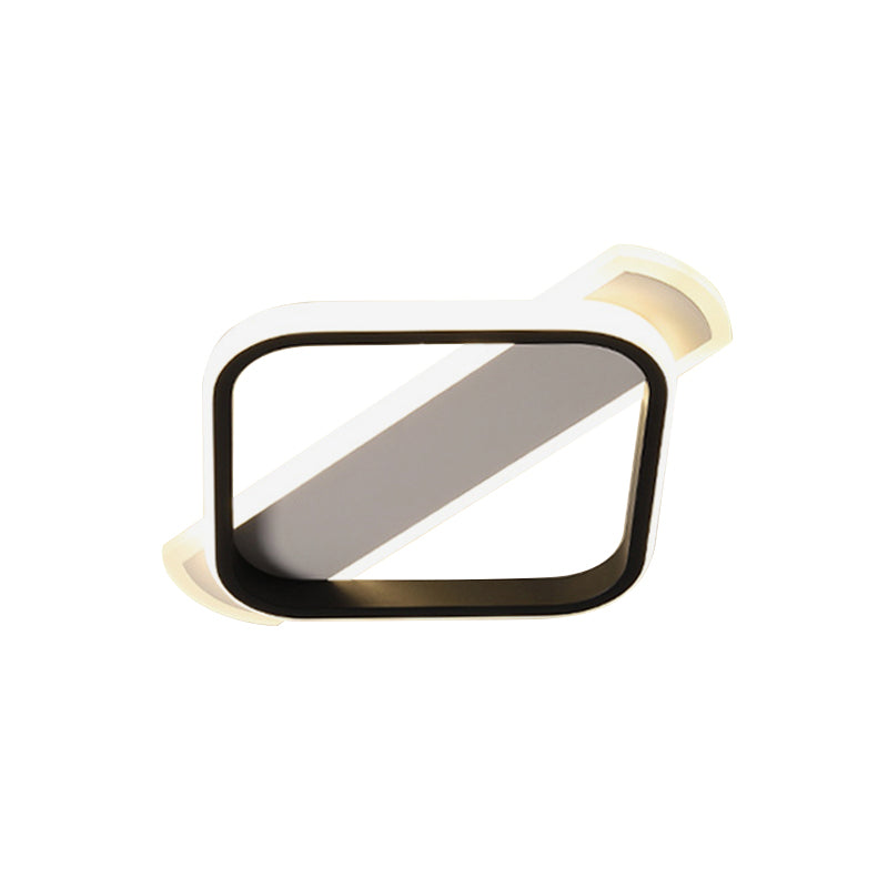 Black Round/Square-Oblong Ceiling Flush Simple Acrylic LED Flush Mounted Lighting in Warm/White Light Clearhalo 'Ceiling Lights' 'Close To Ceiling Lights' 'Close to ceiling' 'Flush mount' Lighting' 1455338