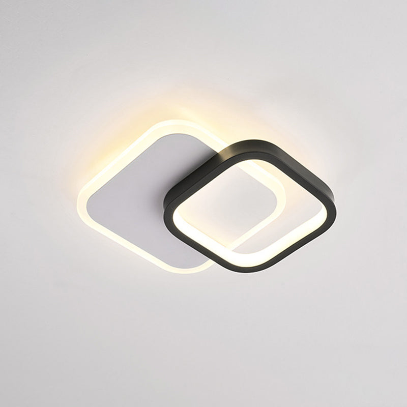Black-White 2 Squares Small Ceiling Lamp Modern Acrylic LED Flush Mounted Lighting for Corridor Clearhalo 'Ceiling Lights' 'Close To Ceiling Lights' 'Close to ceiling' 'Flush mount' Lighting' 1455378