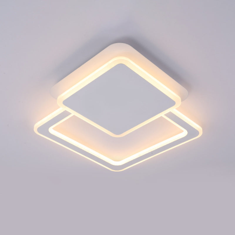 Round/Square Living Room Flushmount Acrylic Simplicity LED Ceiling Flush Light Fixture in White with Frame Clearhalo 'Ceiling Lights' 'Close To Ceiling Lights' 'Close to ceiling' 'Flush mount' Lighting' 1455432