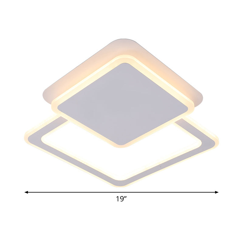 Round/Square Living Room Flushmount Acrylic Simplicity LED Ceiling Flush Light Fixture in White with Frame Clearhalo 'Ceiling Lights' 'Close To Ceiling Lights' 'Close to ceiling' 'Flush mount' Lighting' 1455433