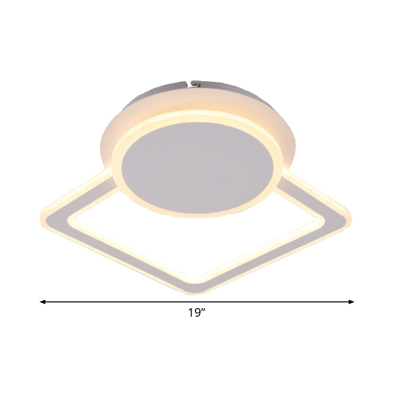 Round/Square Living Room Flushmount Acrylic Simplicity LED Ceiling Flush Light Fixture in White with Frame Clearhalo 'Ceiling Lights' 'Close To Ceiling Lights' 'Close to ceiling' 'Flush mount' Lighting' 1455438