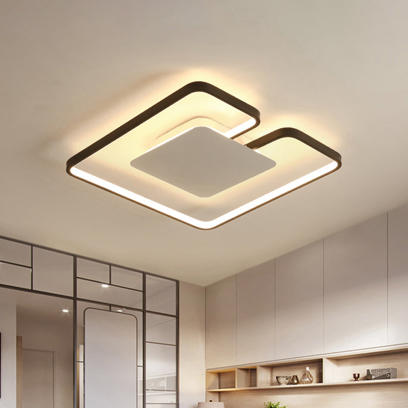 Square Frame Thin Ceiling Fixture Simple Iron Bedroom 15"/19" W LED Flushmount Lighting in White-Black Inner/Black-White Inner with Gap Design Black-White Clearhalo 'Ceiling Lights' 'Close To Ceiling Lights' 'Close to ceiling' 'Flush mount' Lighting' 1455440