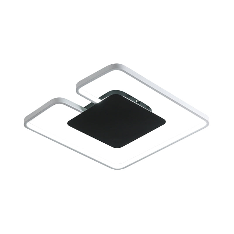 Square Frame Thin Ceiling Fixture Simple Iron Bedroom 15"/19" W LED Flushmount Lighting in White-Black Inner/Black-White Inner with Gap Design Clearhalo 'Ceiling Lights' 'Close To Ceiling Lights' 'Close to ceiling' 'Flush mount' Lighting' 1455447