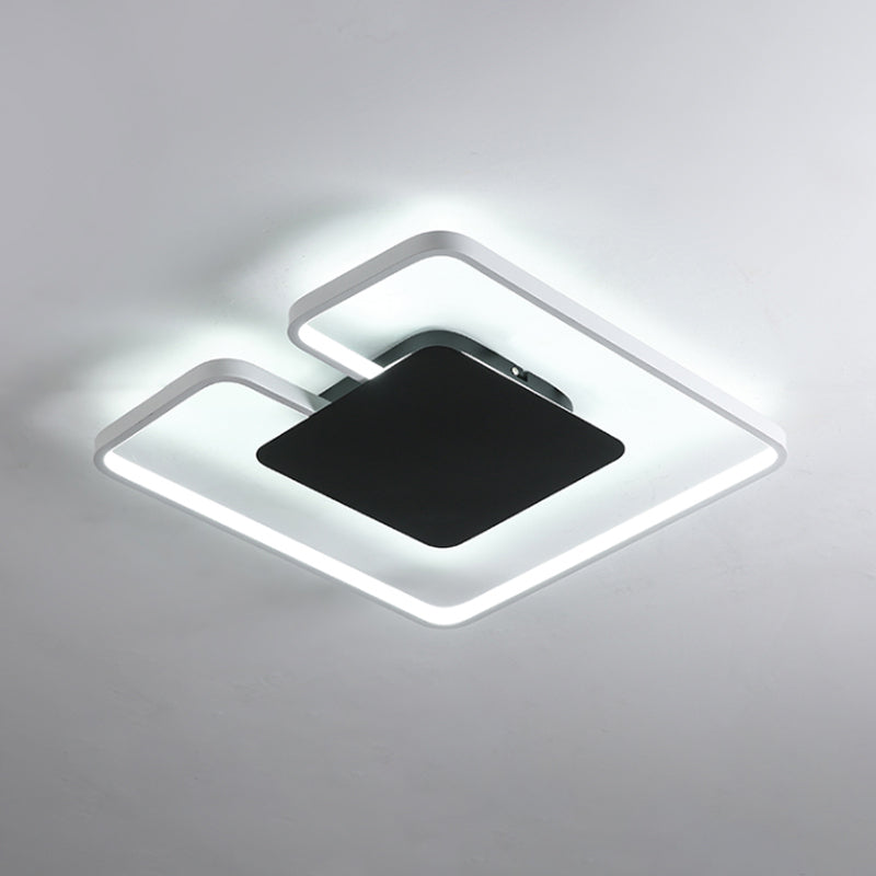 Square Frame Thin Ceiling Fixture Simple Iron Bedroom 15"/19" W LED Flushmount Lighting in White-Black Inner/Black-White Inner with Gap Design Clearhalo 'Ceiling Lights' 'Close To Ceiling Lights' 'Close to ceiling' 'Flush mount' Lighting' 1455448