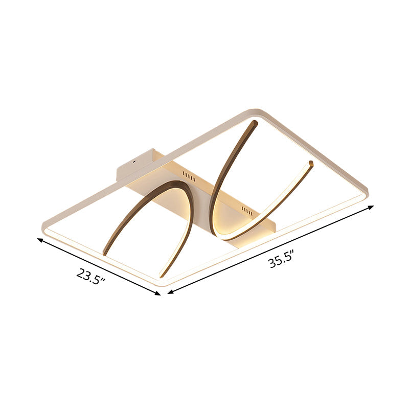 Rectangular Ceiling Flush Light Modernism Aluminum Black-White LED Flush Mount Lamp in Warm/White Light with Curve Design Clearhalo 'Ceiling Lights' 'Close To Ceiling Lights' 'Close to ceiling' 'Flush mount' Lighting' 1455475