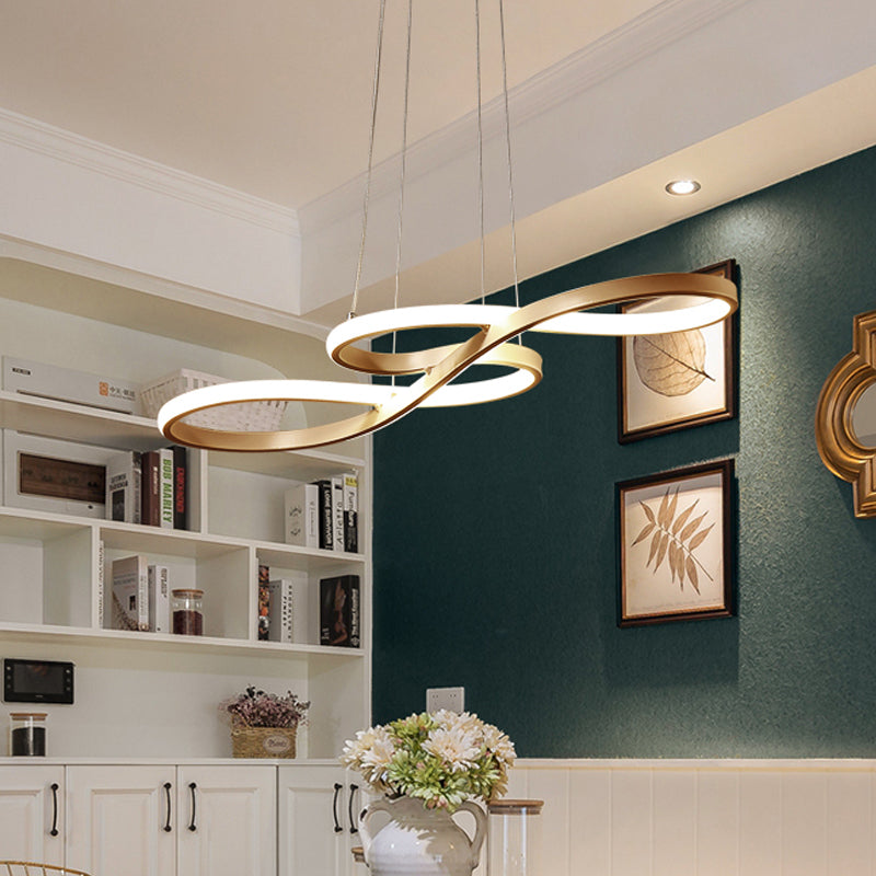 Closed Curve Kitchen Dinette Chandelier Silica Gel Modernist LED Ceiling Pendant Light in Gold Clearhalo 'Ceiling Lights' 'Chandeliers' 'Modern Chandeliers' 'Modern' Lighting' 1455909