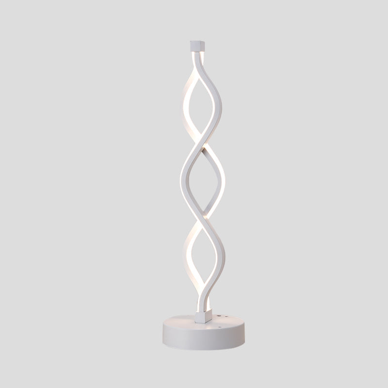 Minimalist Winding Iron Table Light LED Night Stand Lighting in White with Recessed Diffuser Clearhalo 'Lamps' 'Table Lamps' Lighting' 1455945