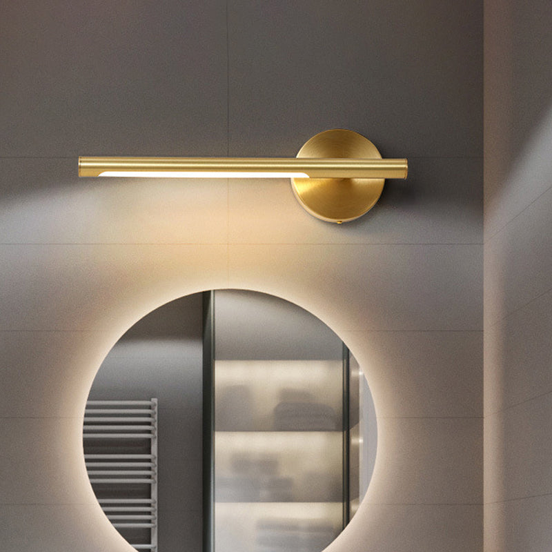 Gold Rod Wall Lamp Minimalist Metal 16"/25" Long LED Vanity Sconce Light with Acrylic Diffuser Clearhalo 'Cast Iron' 'Glass' 'Industrial' 'Modern wall lights' 'Modern' 'Tiffany' 'Traditional wall lights' 'Vanity Lights' 'Wall Lights' Lighting' 1455982