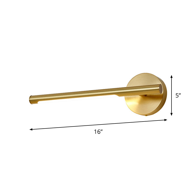 Gold Rod Wall Lamp Minimalist Metal 16"/25" Long LED Vanity Sconce Light with Acrylic Diffuser Clearhalo 'Cast Iron' 'Glass' 'Industrial' 'Modern wall lights' 'Modern' 'Tiffany' 'Traditional wall lights' 'Vanity Lights' 'Wall Lights' Lighting' 1455985