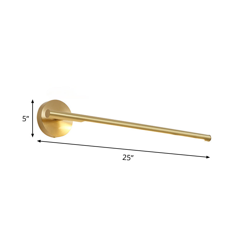 Gold Rod Wall Lamp Minimalist Metal 16"/25" Long LED Vanity Sconce Light with Acrylic Diffuser Clearhalo 'Cast Iron' 'Glass' 'Industrial' 'Modern wall lights' 'Modern' 'Tiffany' 'Traditional wall lights' 'Vanity Lights' 'Wall Lights' Lighting' 1455990