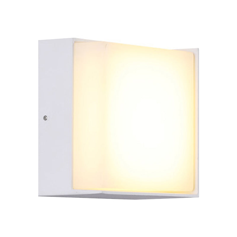 Simplistic Round/Square Shade Wall Sconce Fixture Metal and Acrylic Warm/White Light LED Hallway Wall Lighting in White Clearhalo 'Cast Iron' 'Glass' 'Industrial' 'Modern wall lights' 'Modern' 'Tiffany' 'Traditional wall lights' 'Wall Lamps & Sconces' 'Wall Lights' Lighting' 145617