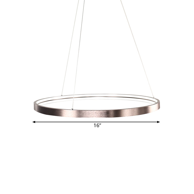 Circle Aluminum Chandelier Light Simplicity Polished Brown 16