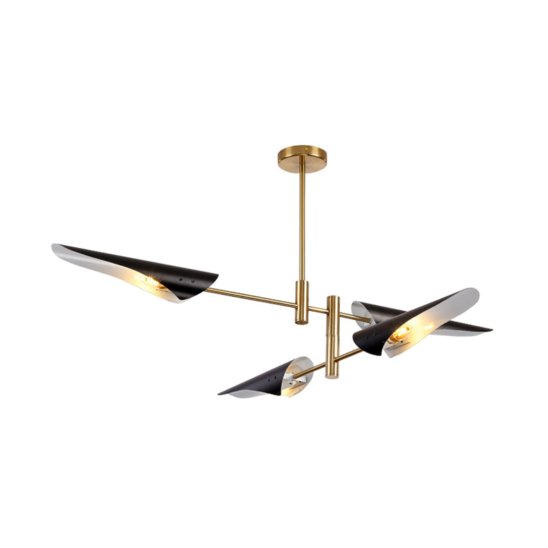 2-Tier Spiked Iron Semi Flush Mount Modern 4 Heads Black/White Ceiling Mount Chandelier with Rotating Arm Clearhalo 'Ceiling Lights' 'Close To Ceiling Lights' 'Close to ceiling' 'Semi-flushmount' Lighting' 1456595