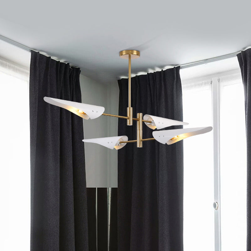 2-Tier Spiked Iron Semi Flush Mount Modern 4 Heads Black/White Ceiling Mount Chandelier with Rotating Arm Clearhalo 'Ceiling Lights' 'Close To Ceiling Lights' 'Close to ceiling' 'Semi-flushmount' Lighting' 1456599
