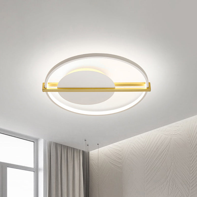 Minimalist LED Flush Mount Lighting Acrylic Black/White Circular Thin Ceiling Light with Gold Hoop Guard Clearhalo 'Ceiling Lights' 'Close To Ceiling Lights' 'Close to ceiling' 'Flush mount' Lighting' 1456885