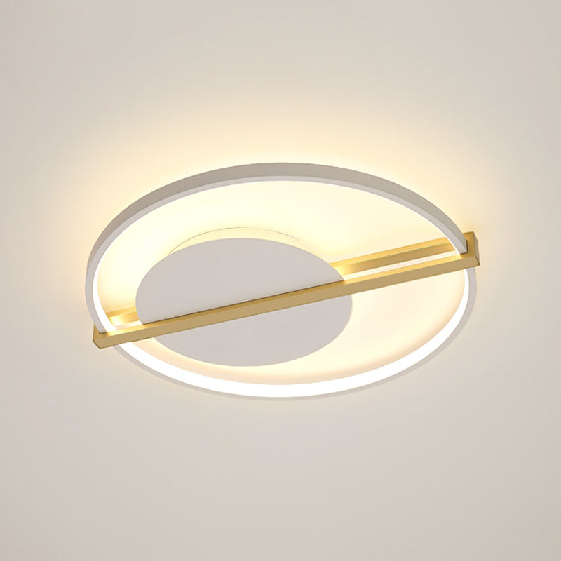 Minimalist LED Flush Mount Lighting Acrylic Black/White Circular Thin Ceiling Light with Gold Hoop Guard Clearhalo 'Ceiling Lights' 'Close To Ceiling Lights' 'Close to ceiling' 'Flush mount' Lighting' 1456887